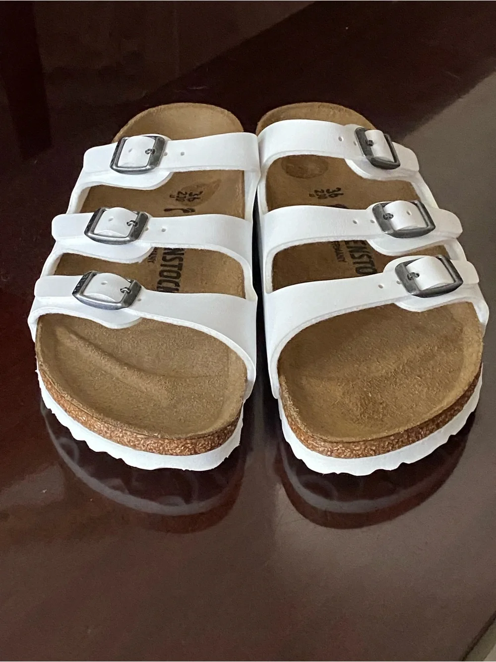 Brand New! Birkenstock Florida Birko-Flor White Three-Strap Sandals- Size 6 (36)